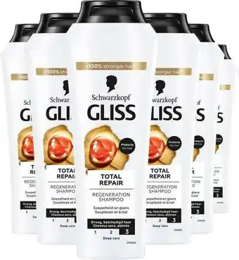Bol.com Schwarzkopf - Gliss - Total Repair - Shampoo - Haarverzorging - Voordeelverpakking - 6x 250 ml aanbieding