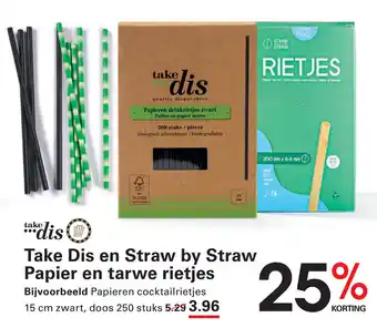 Sligro Take Dis en Straw by Straw Papier en tarwe rietjes aanbieding