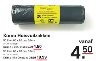 Sligro Komo Huisvuilzakken aanbieding