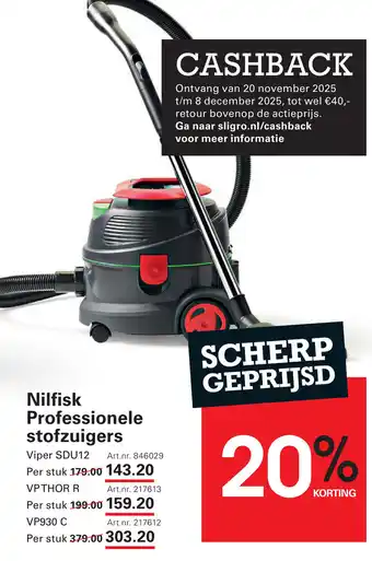 Sligro Nilfisk Professionele stofzuigers aanbieding