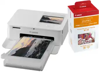 Coolblue Canon SELPHY CP1500 Wit + Canon RP-108 Inkt Cassette/Papier Set 108 vel aanbieding