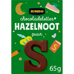 Jumbo Jumbo Chocoladeletter Hazelnoot Puur S 65 g aanbieding