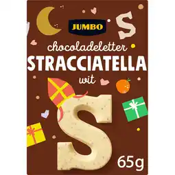Jumbo Jumbo Chocoladeletter Stracciatella Wit S 65 g aanbieding