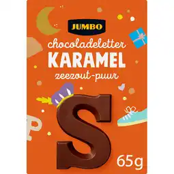 Jumbo Jumbo Chocoladeletter Karamel Zeezout-Puur S 65 g aanbieding