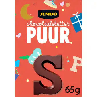 Jumbo Jumbo Chocoladeletter Puur S 65 g aanbieding