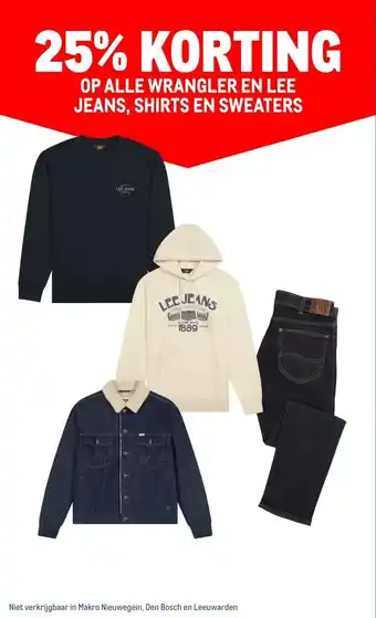 Makro ALLE WRANGLER EN LEE JEANS, SHIRTS EN SWEATERS aanbieding