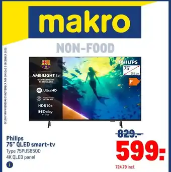 Makro Philips 75 QLED smart-tv aanbieding