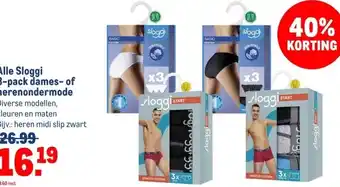 Makro Alle Sloggi 3-pack dames-of herenondermode aanbieding