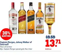 Makro Captain Morgan, Johnny Walker of Smirnoff aanbieding