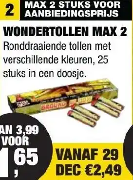 Kevin's Vuurwerkhal Wondertollen max 2 aanbieding