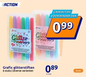 Action Grafix glitterstiften aanbieding