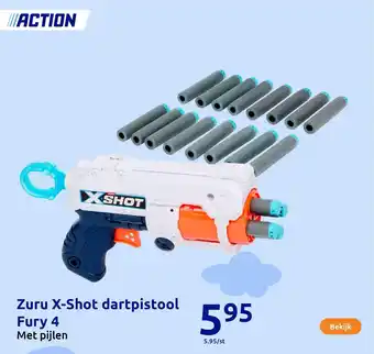 Action Zuru X-Shot dartpistool Fury 4 aanbieding
