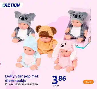 Action Dolly Star pop met dierenpakje aanbieding