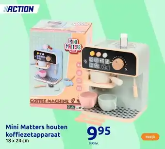 Action Mini Matters houten koffiezetapparaat aanbieding