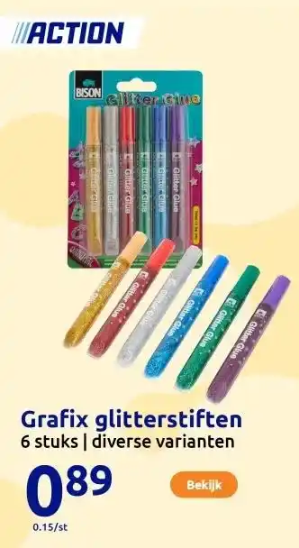 Action Grafix glitterstiften aanbieding