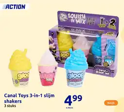 Action Canal Toys 3 in 1 slijm shakers aanbieding