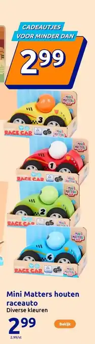 Action Mini Matters houten raceauto aanbieding