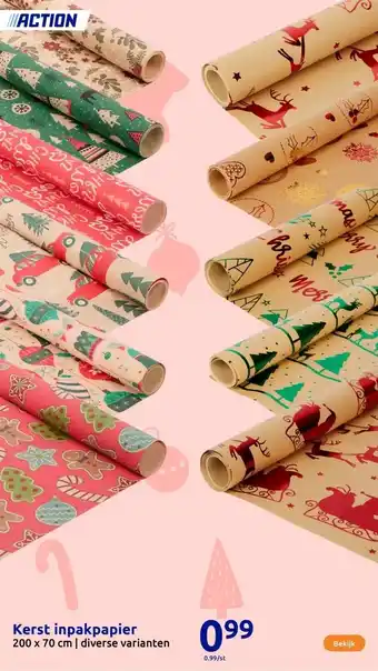 Action Kerst inpakpapier aanbieding