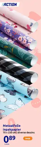 Action Metaalfolie inpakpapier aanbieding