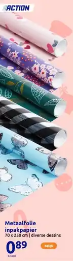 Action Metaalfolie inpakpapier aanbieding