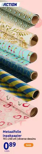 Action Metaalfolie inpakpapier aanbieding