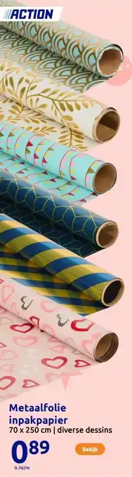 Action Metaalfolie inpakpapier aanbieding