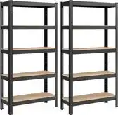 Praxis 2x Profeco heavy duty opbergrek 180x90 cm - Stellingkast 10 planks x 175kg - Zwart aanbieding