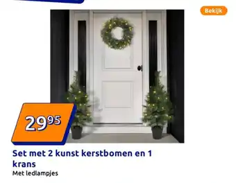 Action Set met 2 kunst kerstbomen en 1 krans aanbieding