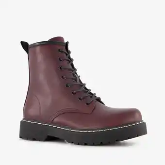 Scapino Blue Box dames veterboots bordeaux rood aanbieding