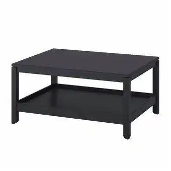 IKEA Havsta zwarte houten salontafel, vierkant blad, twee planken, strak design aanbieding