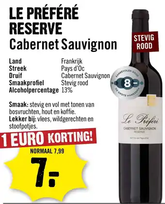 Dirck 3 Le préféré reserve cabernet sauvignon aanbieding