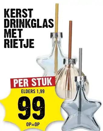 Dirck 3 Kerst drinkglas met rietje aanbieding