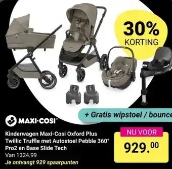 Van Asten BabySuperstore Kinderwagen Maxi-Cosi Oxford Plus Twillic Truffle met Autostoel Pebble 360° Pro2 en Base Slide Tech aanbieding