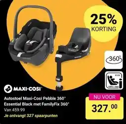 Van Asten BabySuperstore Autostoel Maxi-Cosi Pebble 360° Essential Black met FamilyFix 360° aanbieding