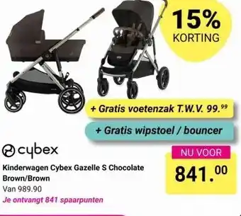 Van Asten BabySuperstore Kinderwagen Cybex Gazelle S Chocolate Brown/Brown aanbieding