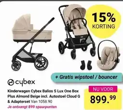 Van Asten BabySuperstore Kinderwagen Cybex Balios S Lux One Box Plus Almond Beige incl. Autostoel Cloud G & Adapterset aanbieding