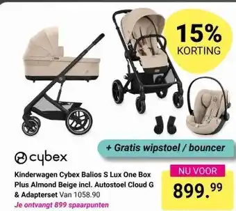 Van Asten BabySuperstore Kinderwagen Cybex Balios S Lux One Box Plus Almond Beige incl. Autostoel Cloud G & Adapterset aanbieding