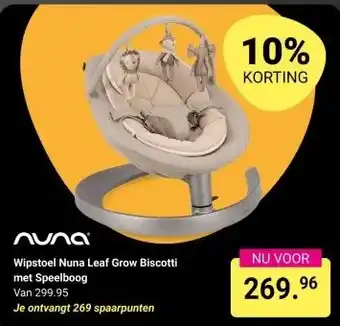 Van Asten BabySuperstore Wipstoel Nuna Leaf Grow Biscotti met Speelboog aanbieding