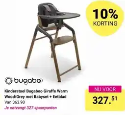 Van Asten BabySuperstore Kinderstoel Bugaboo Giraffe Warm Wood/Grey met Babyset + Eetblad aanbieding