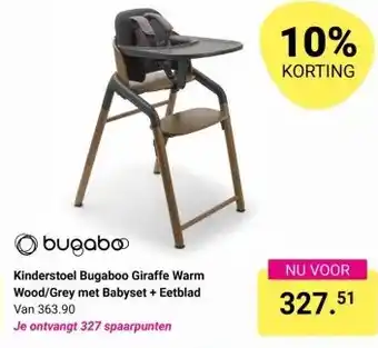 Van Asten BabySuperstore Kinderstoel Bugaboo Giraffe Warm Wood/Grey met Babyset + Eetblad aanbieding