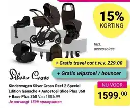 Van Asten BabySuperstore Kinderwagen Silver Cross Reef 2 Special Edition Ganache + Autostoel Glide Plus 360 + Base Plus 360 aanbieding
