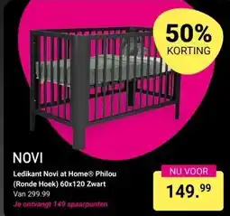 Van Asten BabySuperstore Ledikant Novi at Home Philou (Ronde Hoek) 60x120 Zwart aanbieding