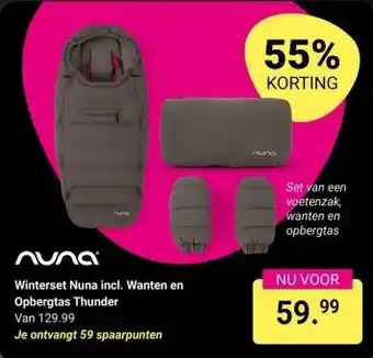 Van Asten BabySuperstore Winterset Nuna incl. Wanten en Opbergtas Thunder aanbieding