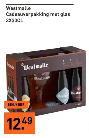 Gall & Gall Westmalle Cadeauverpakking met glas 3X33CL aanbieding