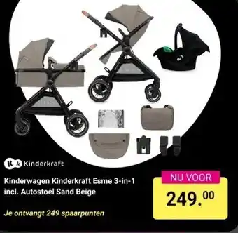Van Asten BabySuperstore Kinderwagen Kinderkraft Esme 3-in-1 incl. Autostoel Sand Beige aanbieding