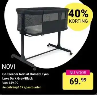 Van Asten BabySuperstore Co-Sleeper Novi at Home Kyan Luxe Dark Grey/Black aanbieding