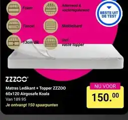 Van Asten BabySuperstore Matras Ledikant + Topper ZZZOO 60x120 Airgosafe Koala aanbieding