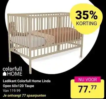 Van Asten BabySuperstore Ledikant Colorfull Home Linda Open 60x120 Taupe aanbieding