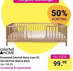 Van Asten BabySuperstore Peuterbed Colorfull Home Liam V2 70x140 Pure Walnut Wash aanbieding