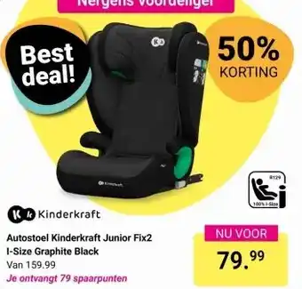 Van Asten BabySuperstore Autostoel Kinderkraft Junior Fix2 I-Size Graphite Black aanbieding